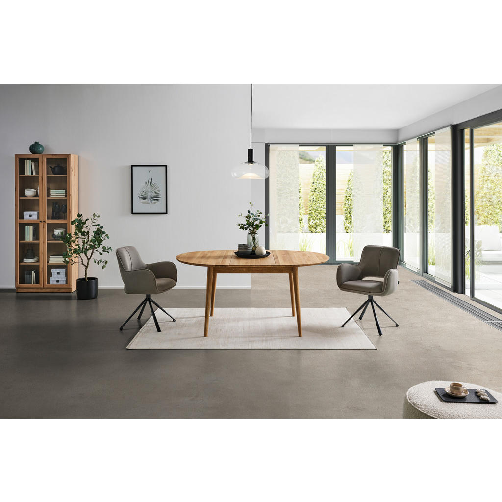 Thumbnail - Livetastic Esstisch, Wildeiche, Holz, Wildeiche, massiv, rund, konisch, 120x75x120-165 cm, ausziehbar, gastro- und objek...