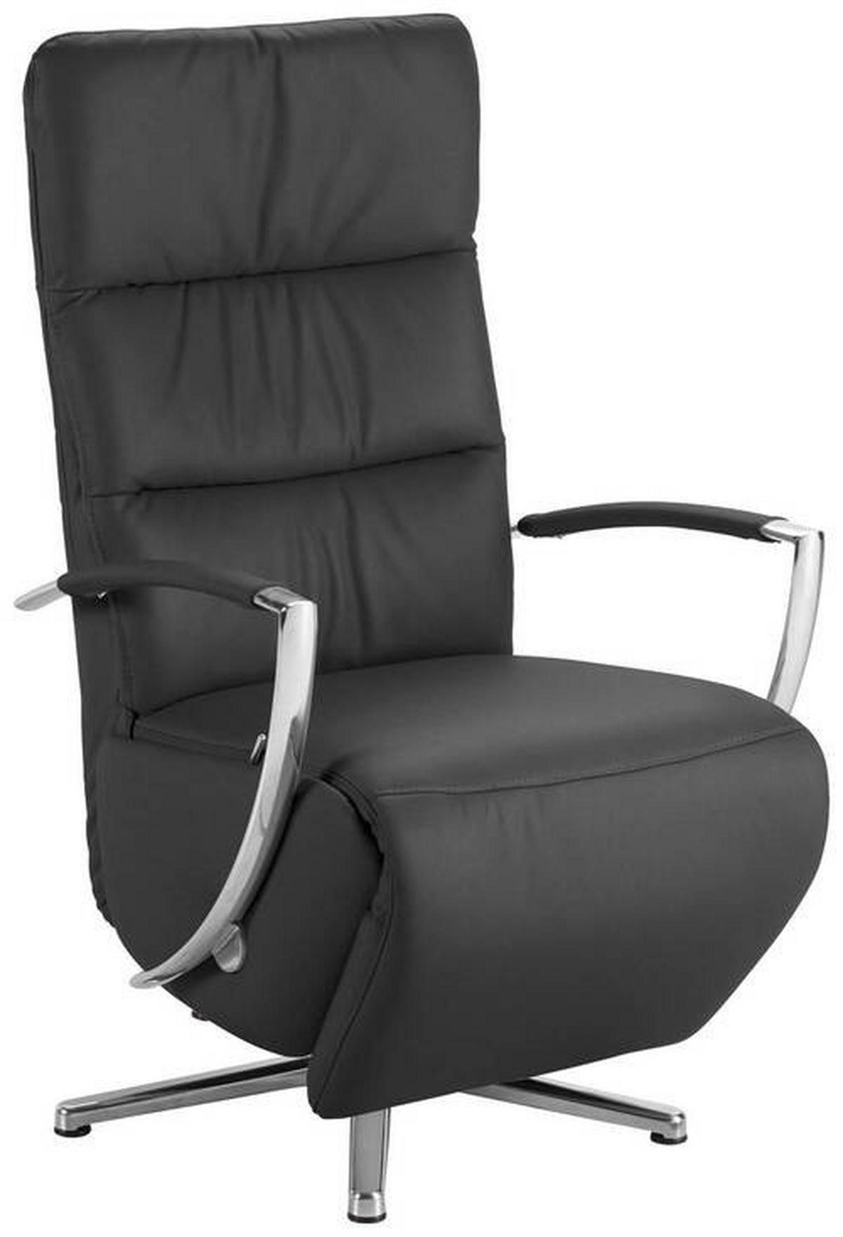 RELAXSESSEL in Leder Anthrazit  - Chromfarben/Anthrazit, Design, Leder/Metall (64/112/80cm) - Cantus