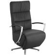 RELAXSESSEL in Leder Anthrazit  - Chromfarben/Anthrazit, Design, Leder/Metall (64/112/80cm) - Cantus