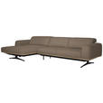 ECKSOFA  in Echtleder Hellbraun Kopfteilverstellung  163/305 cm  - Hellbraun/Eichefarben, Design, Leder/Holz (163/305cm) - Novel