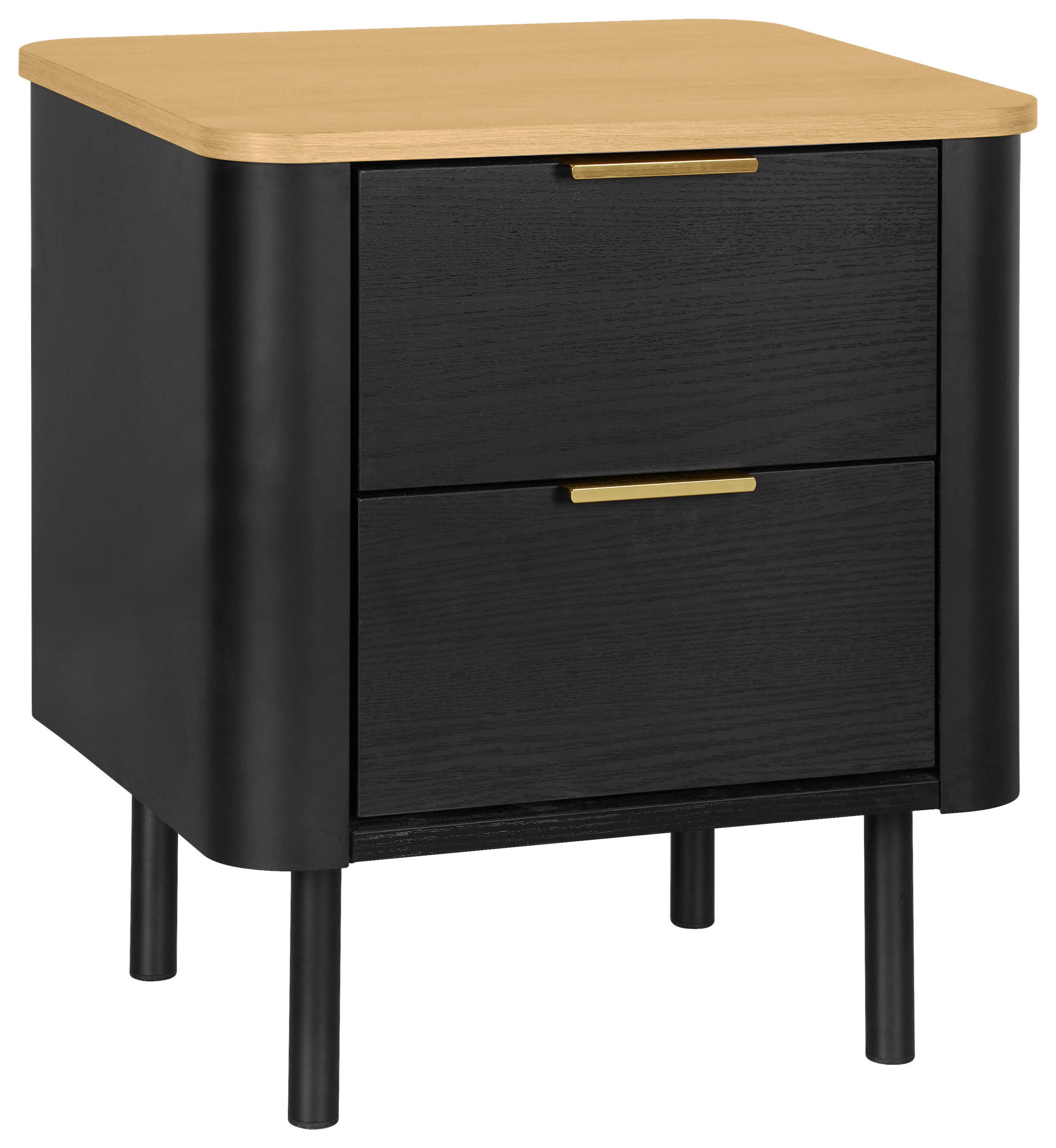 NACHTSCHRANK 45/52/40 cm  - Eichefarben/Goldfarben, Trend, Holzwerkstoff/Metall (45/52/40cm) - Xora