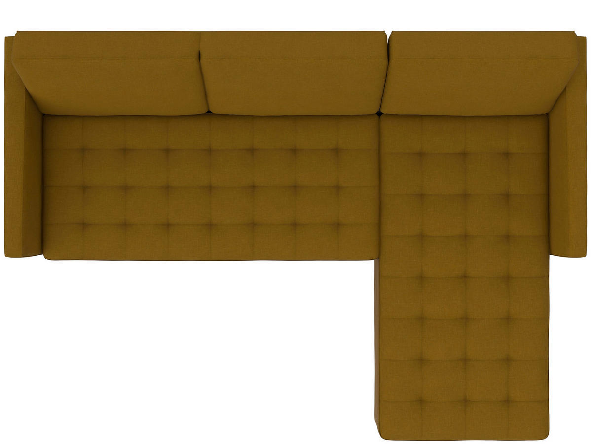 ECKSOFA PALERMO Currygelb Webstoff, Leinenoptik Schlaffunktion, Stauraum  - Currygelb/Schwarz, Basics, Kunststoff/Textil (213/154cm) - Livetastic