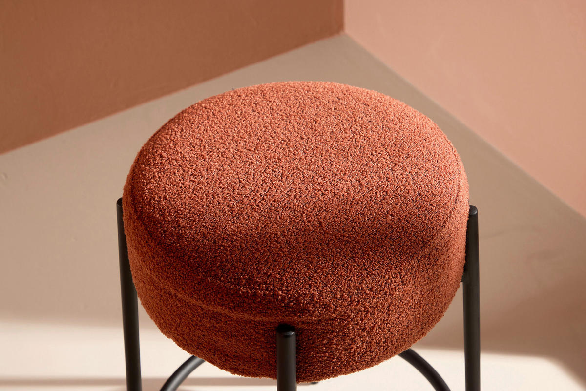 BARHOCKER in Schwarz, Rostfarben  - Rostfarben/Schwarz, MODERN, Textil/Metall (50/60cm) - Livetastic
