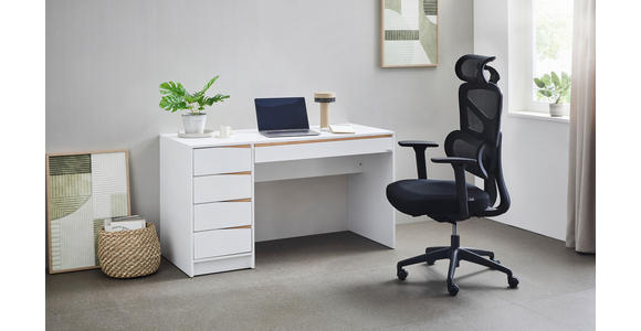 SCHREIBTISCH 140/60/76 cm  in Weiß, Eichefarben  - Eichefarben/Weiß, MODERN, Holzwerkstoff (140/60/76cm) - Venda