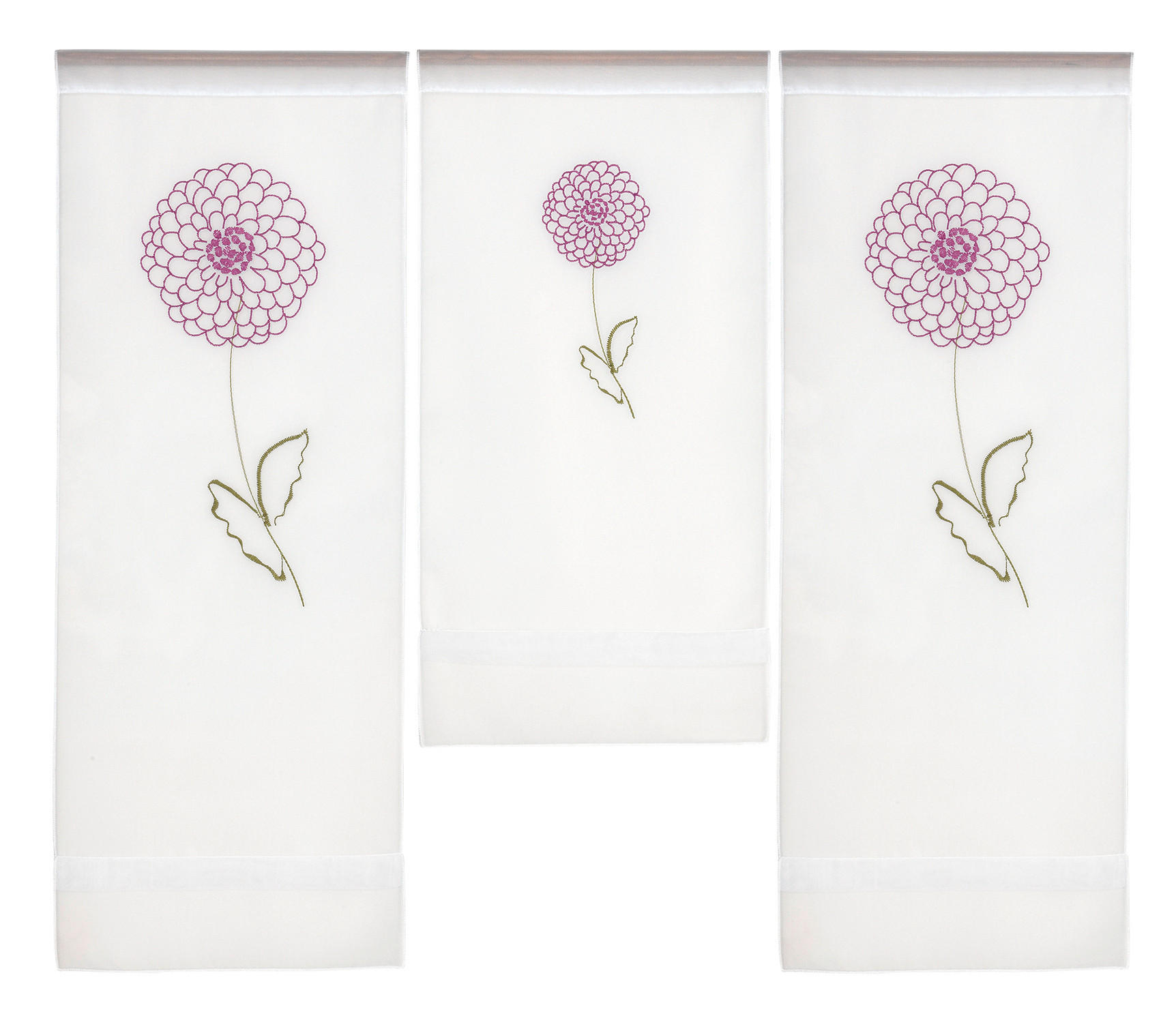 KURZGARDINEN 3ER SET   90/80 cm   - Rosa/Weiß, Basics, Textil (90/80cm)
