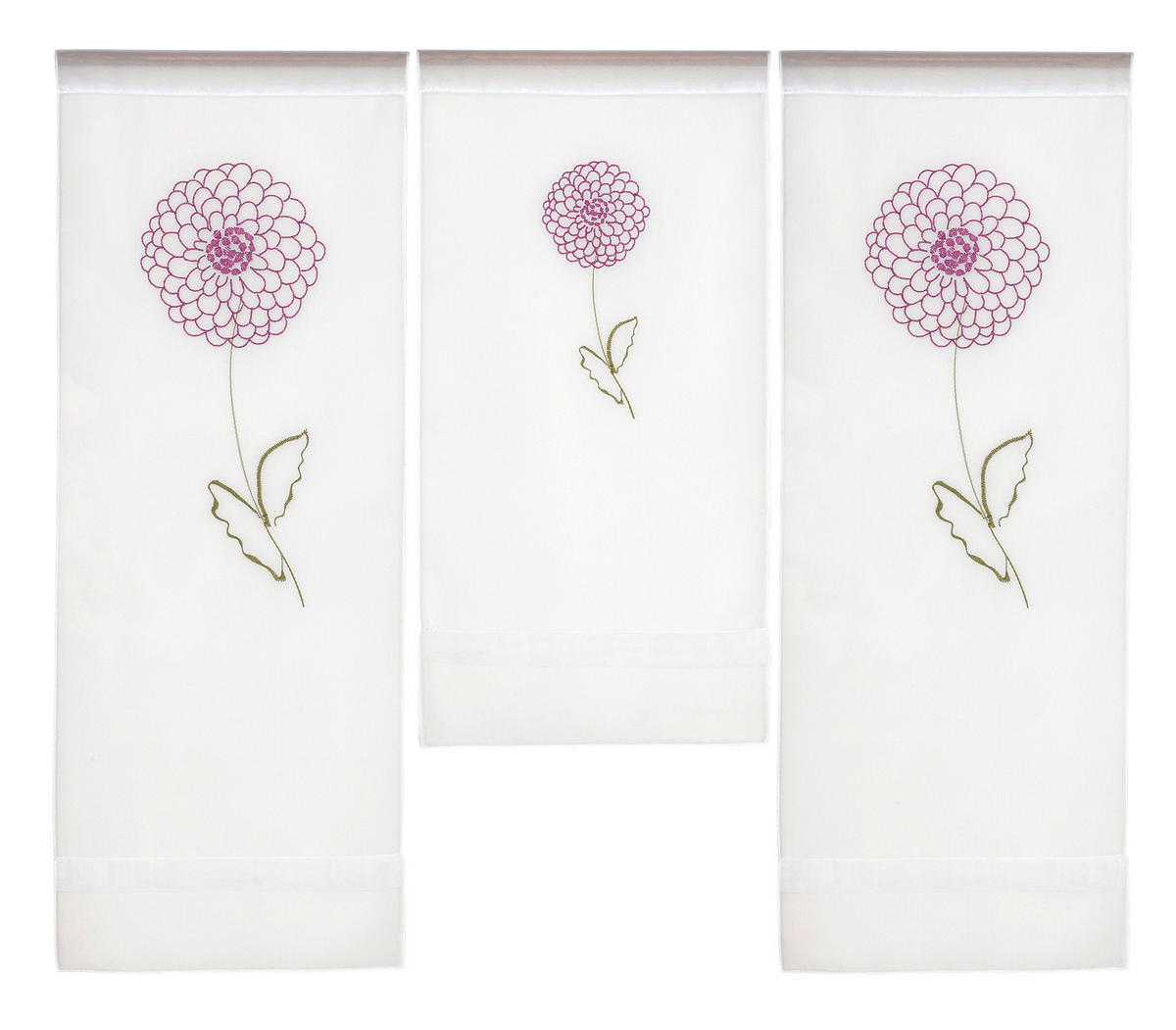KURZGARDINEN 3ER SET   90/80 cm   - Rosa/Weiß, Basics, Textil (90/80cm)