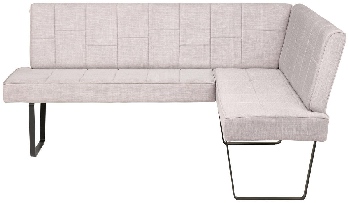 ECKBANK 190/150 cm Samt Hellgrau   - Hellgrau/Schwarz, KONVENTIONELL, Textil/Metall (190/150cm) - MID.YOU