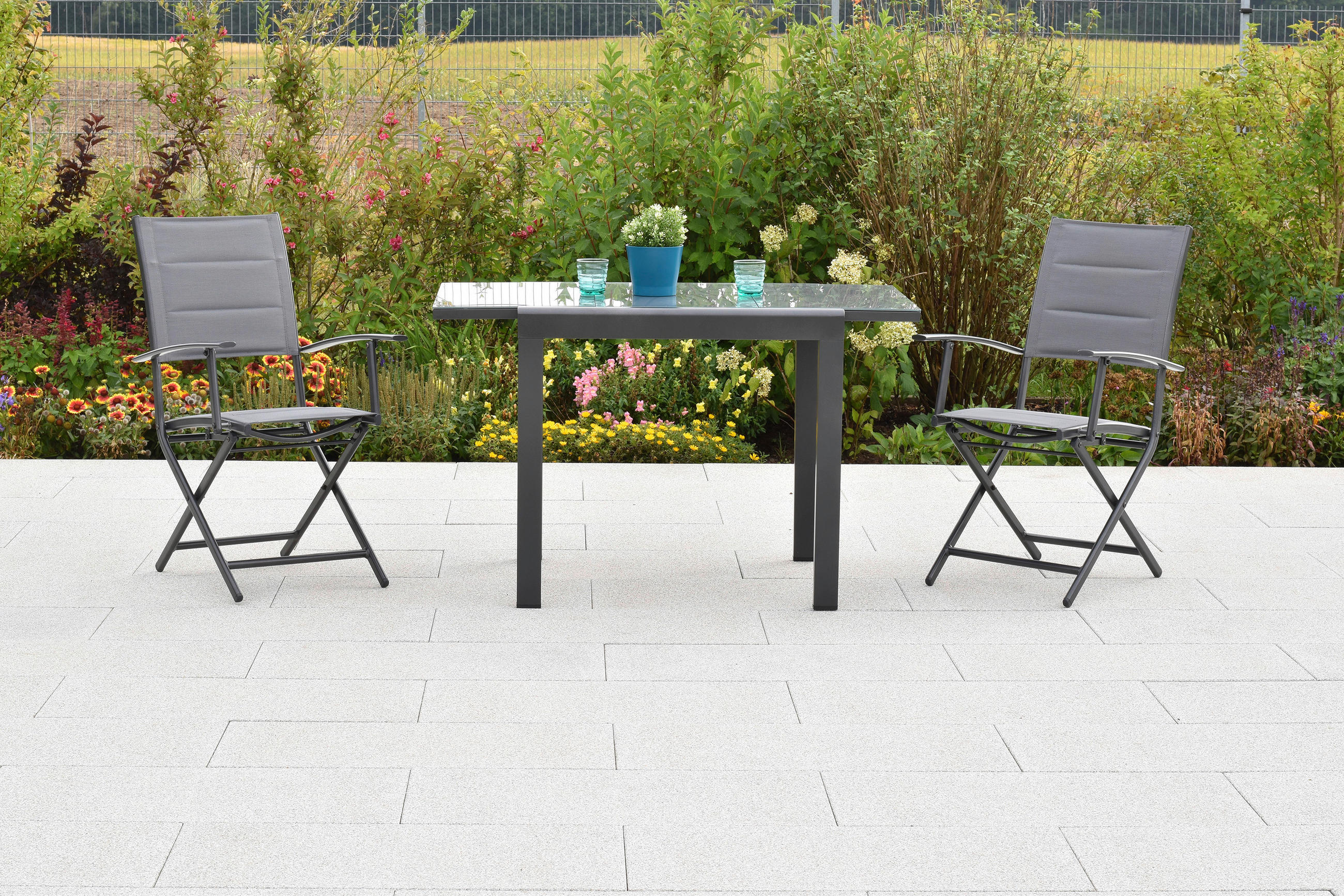 GARTENSET Aluminium  - Graphitfarben/Grau, MODERN, Textil/Metall - Gardenson