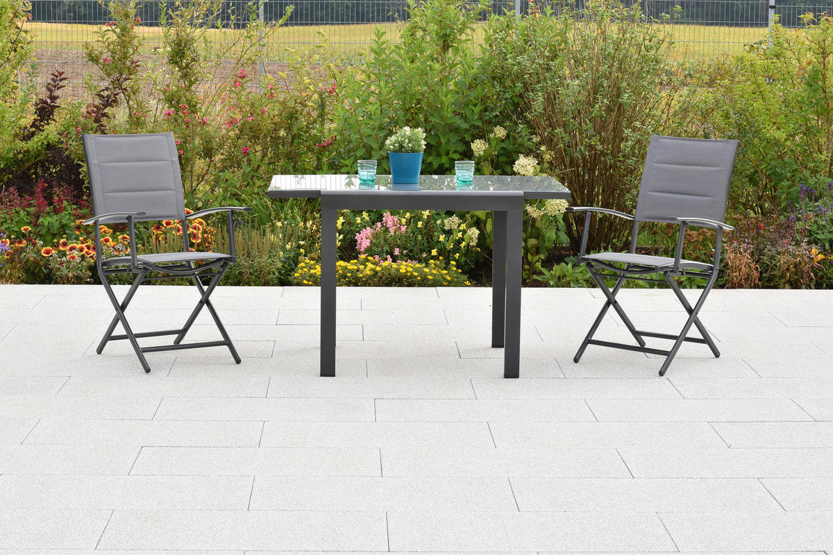 GARTENSET Aluminium  - Graphitfarben/Grau, MODERN, Textil/Metall - Gardenson