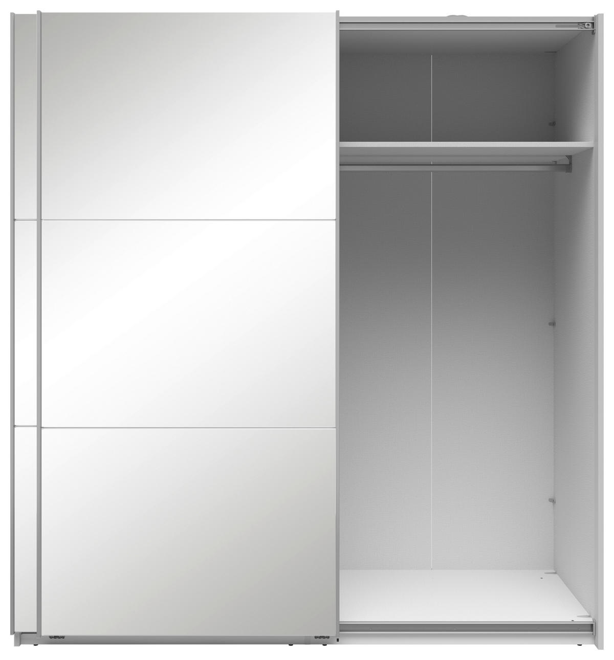 SCHWEBETÜRENSCHRANK  in Weiß  - Silberfarben/Weiß, Basics, Glas/Holzwerkstoff (200/216/64cm) - Boxxx
