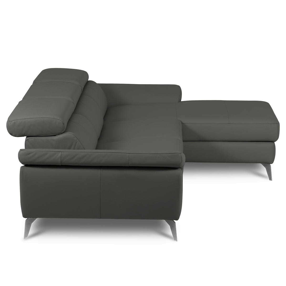ECKSOFA  in Lederlook Echtleder Anthrazit  - Chromfarben/Anthrazit, Design, Leder/Textil (252/179cm) - Livetastic