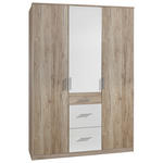 KLEIDERSCHRANK  in Weiß, Eiche San Remo  - Alufarben/Weiß, KONVENTIONELL, Holzwerkstoff/Kunststoff (135/199/58cm) - Carryhome