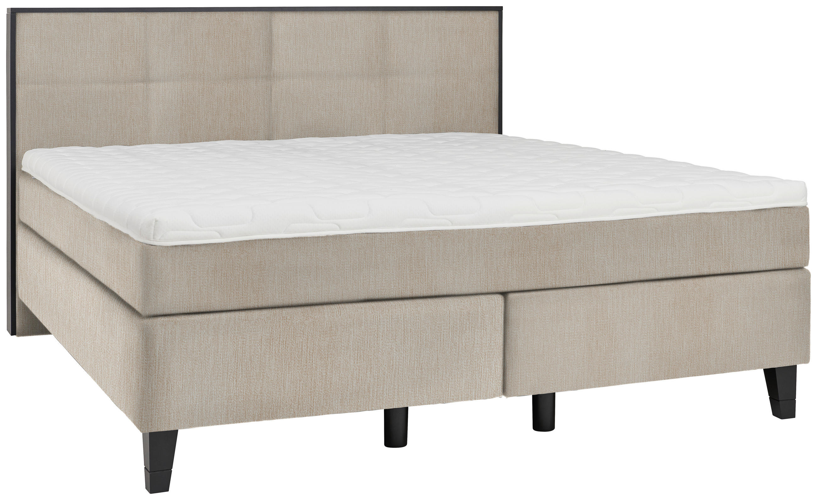 BOXSPRINGBETT 160/200 cm  in Taupe  - Taupe/Schwarz, Design, Holz/Textil (160/200cm) - Hom`in