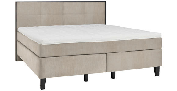 BOXSPRINGBETT 160/200 cm  in Taupe  - Taupe/Schwarz, Design, Holz/Textil (160/200cm) - Hom`in