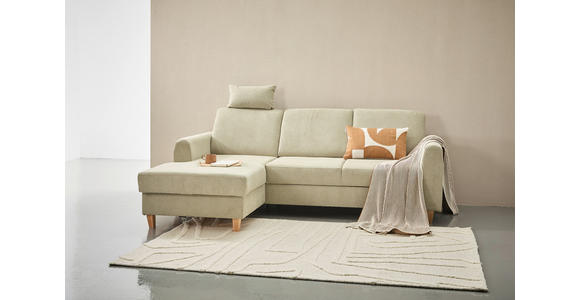 ECKSOFA Hellgrün Flachgewebe  - Buchefarben/Hellgrün, KONVENTIONELL, Holz/Textil (166/241cm) - Carryhome