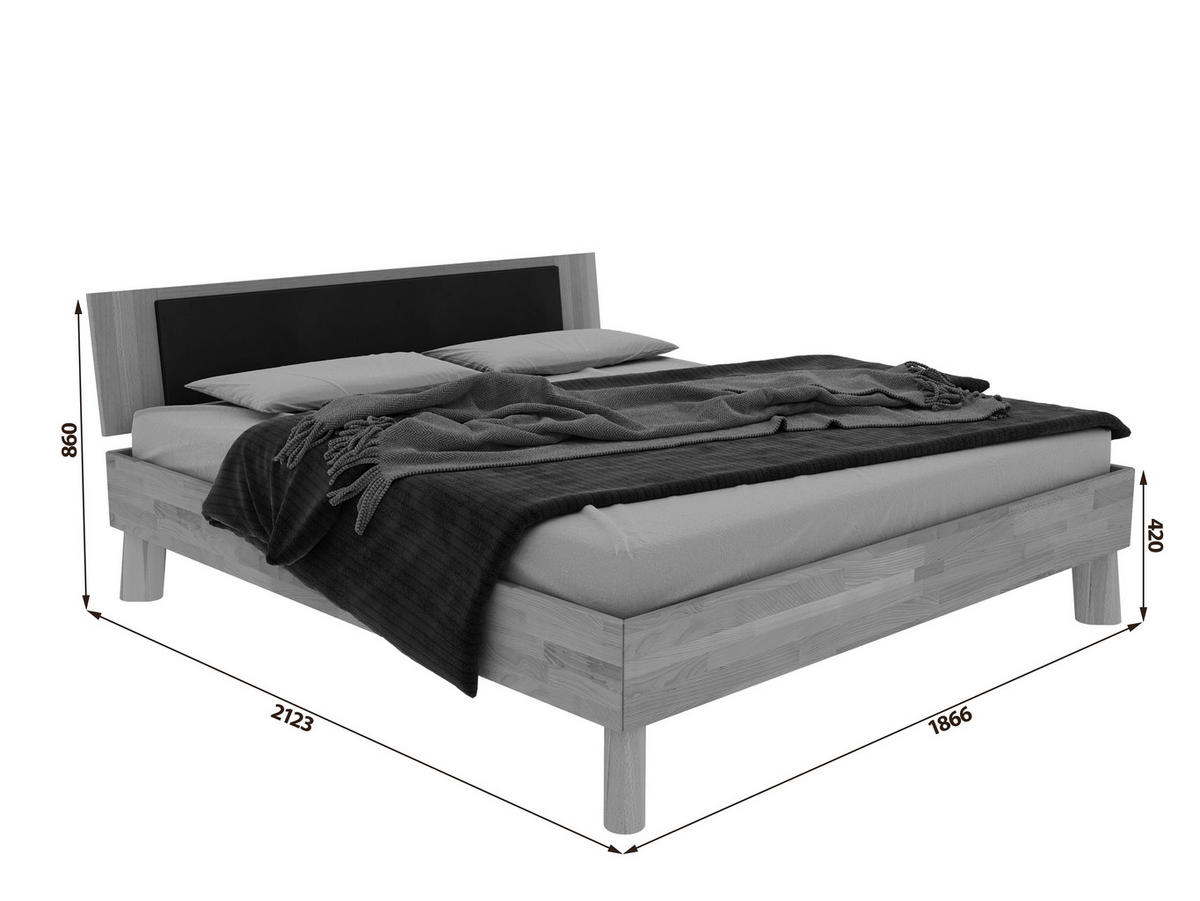 BETT 180/200 cm  in Naturfarben, Kernbuche  - Naturfarben/Kernbuche, MODERN, Holz (180/200cm) - MID.YOU