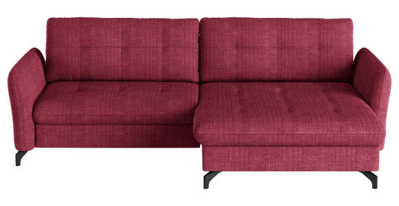 ECKSOFA in Flachgewebe, Leinenoptik Rot  242/170 cm  - Rot/Schwarz, Design, Textil/Metall (242/170cm) - Xora