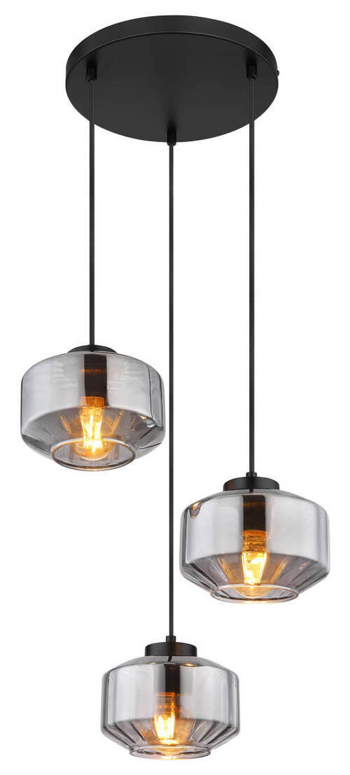 HÄNGELEUCHTE 40/120 cm   - Schwarz, Design, Glas/Metall (40/120cm) - Globo