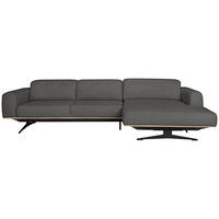 ECKSOFA in Struktur Dunkelgrau  305/163 cm  - Eichefarben/Dunkelgrau, Design, Holz/Textil (305/163cm) - Novel
