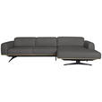 ECKSOFA in Struktur Dunkelgrau  - Eichefarben/Dunkelgrau, Design, Holz/Textil (305/163cm) - Novel