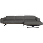 ECKSOFA in Struktur Dunkelgrau  - Eichefarben/Dunkelgrau, Design, Holz/Textil (305/163cm) - Novel