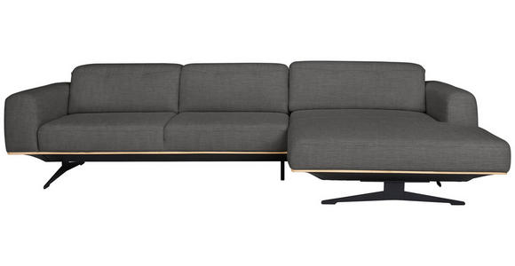 ECKSOFA in Struktur Dunkelgrau  - Eichefarben/Dunkelgrau, Design, Holz/Textil (305/163cm) - Novel