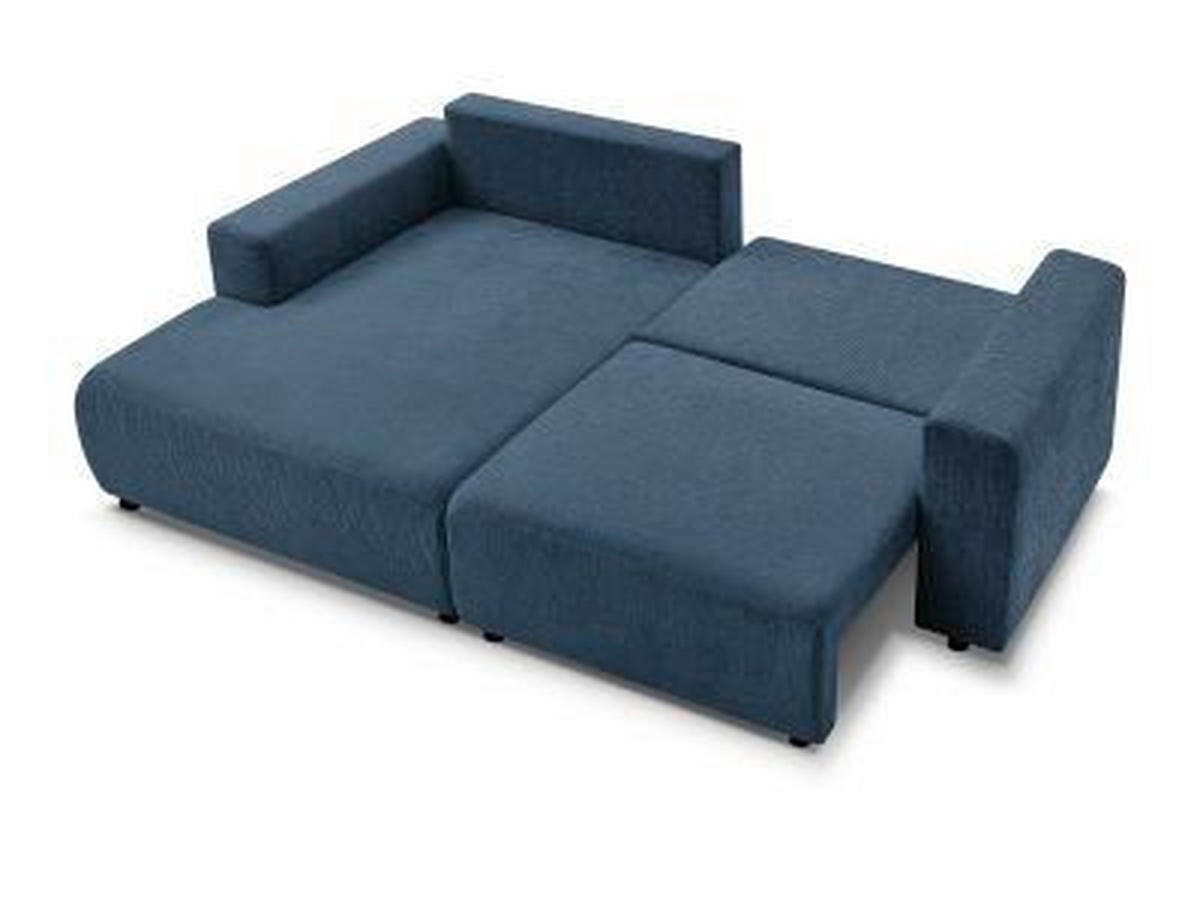 ECKSOFA Ottomane links  ATILLA Dunkelblau Struktur  - Schwarz/Dunkelblau, MODERN, Kunststoff/Textil (149/244cm)