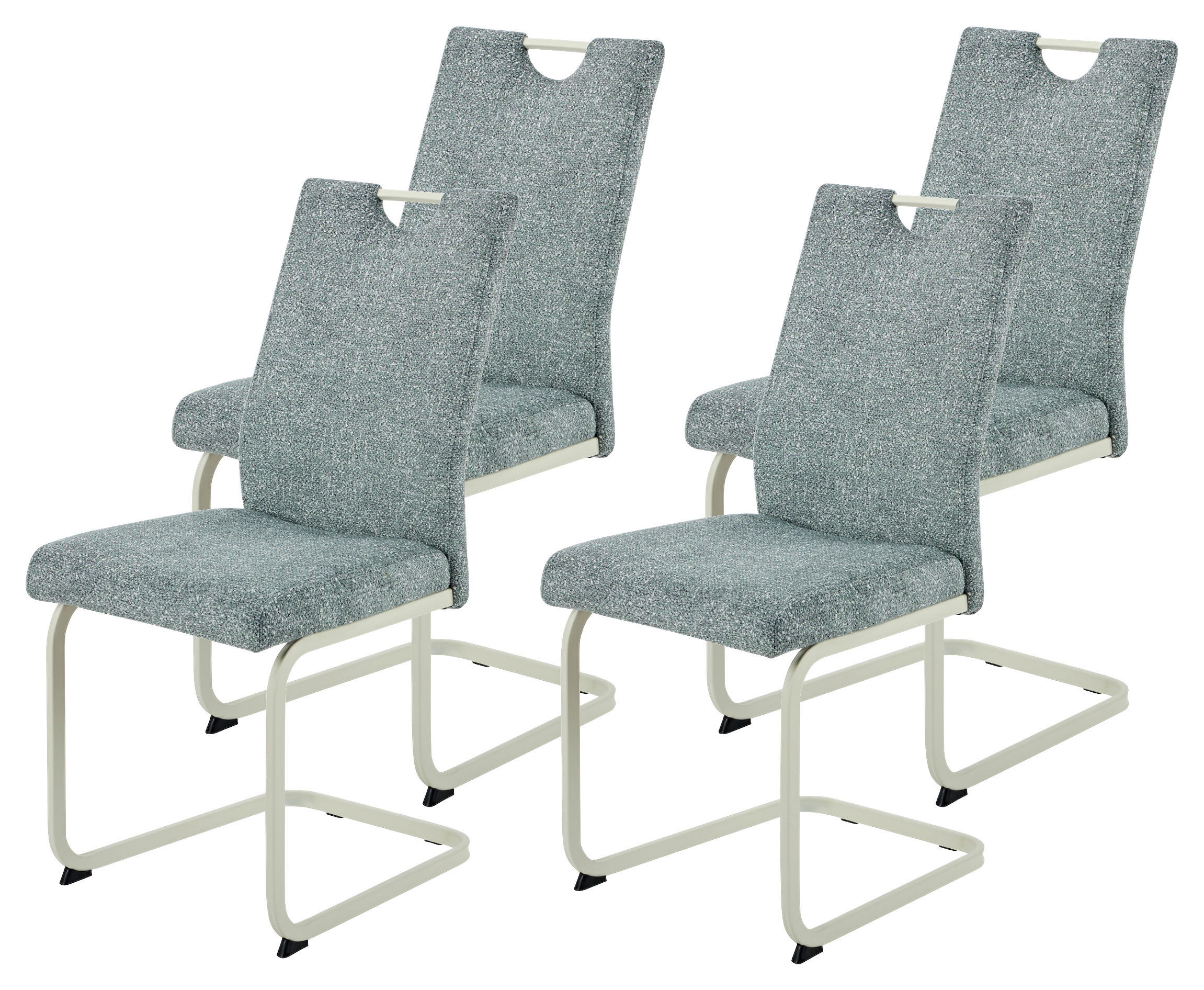 SCHWINGSTUHL-SET 4 Stück  in Stahl Webstoff, Mikrofaser  - Creme/Mintgrün, MODERN, Textil/Metall (45/98/59cm) - P & B