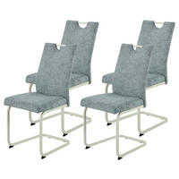 SCHWINGSTUHL-SET 4 Stück  in Stahl Webstoff, Mikrofaser  - Creme/Mintgrün, MODERN, Textil/Metall (45/98/59cm) - P & B
