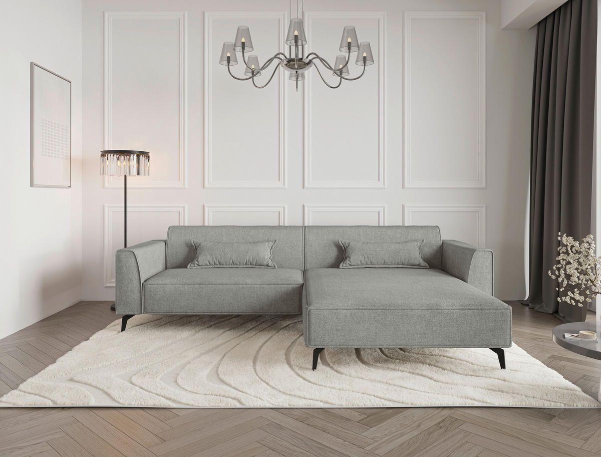 ECKSOFA  in Chenille Hellbraun  300/190 cm  - Hellbraun/Schwarz, MODERN, Textil/Metall (300/190cm) - Carryhome