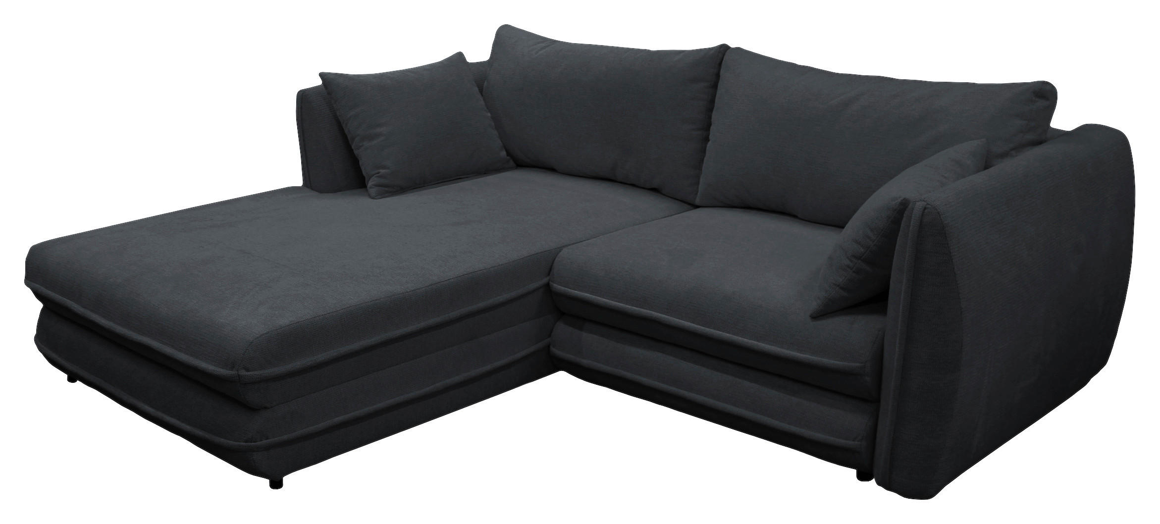 ECKSOFA Schwarz Struktur  - Schwarz, Design, Kunststoff/Textil (201/240cm) - MID.YOU