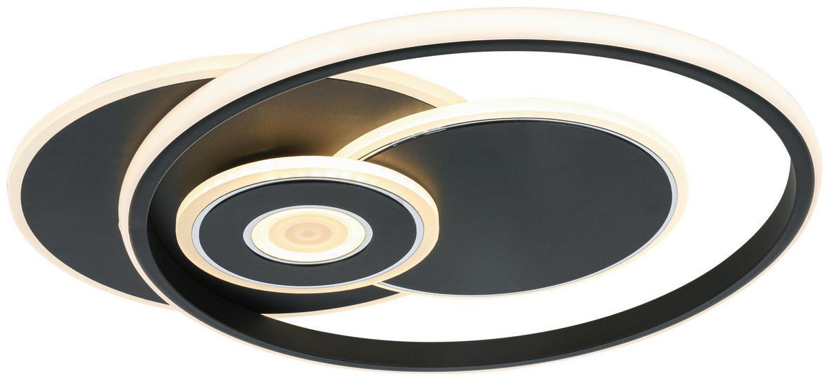 DECKENLEUCHTE 50/42,5/6,5 cm   - Chromfarben/Schwarz, Trend, Kunststoff/Metall (50/42,5/6,5cm) - Novel