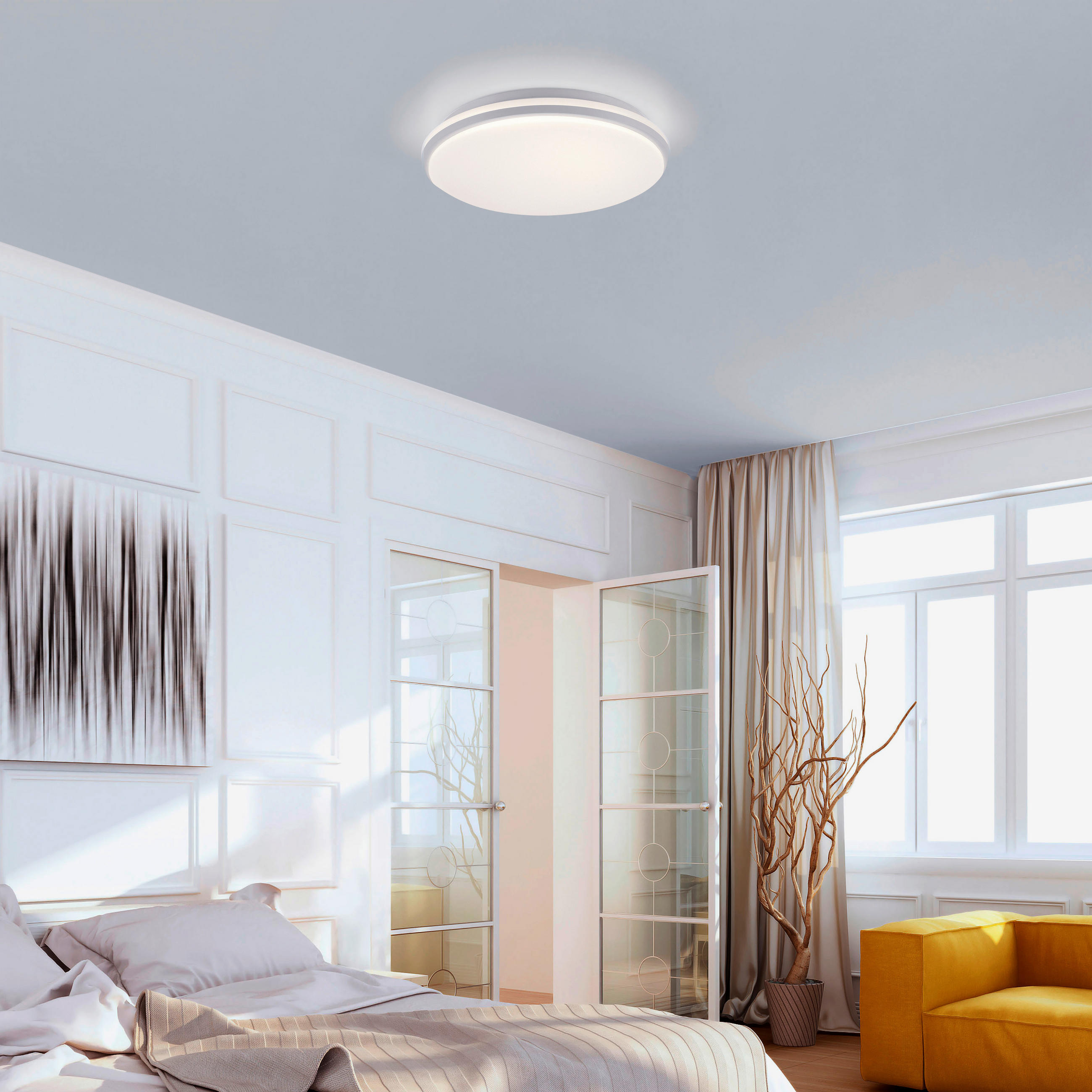 LED-DECKENLEUCHTE 34,5/8/34,5 cm   - Weiß, Basics, Kunststoff/Metall (34,5/8/34,5cm)