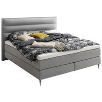 BOXSPRINGBETT 180/200 cm  in Hellgrau  - Edelstahlfarben/Hellgrau, Design, Textil/Metall (180/200cm) - Schöner Wohnen