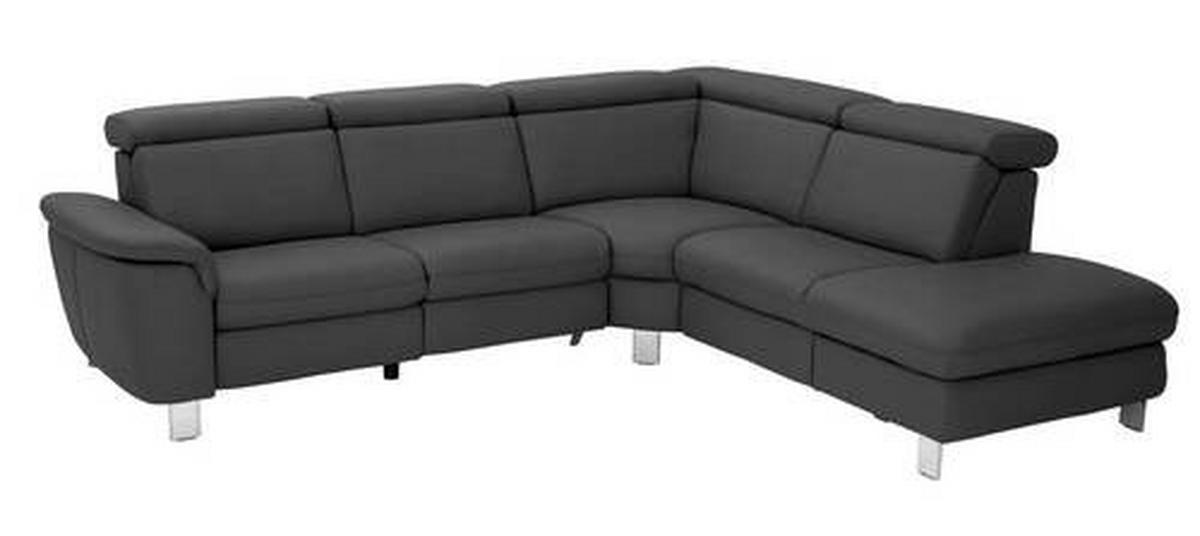ECKSOFA in Echtleder Anthrazit  271/239 cm  - Anthrazit/Alufarben, Design, Leder/Metall (271/239cm) - Cantus