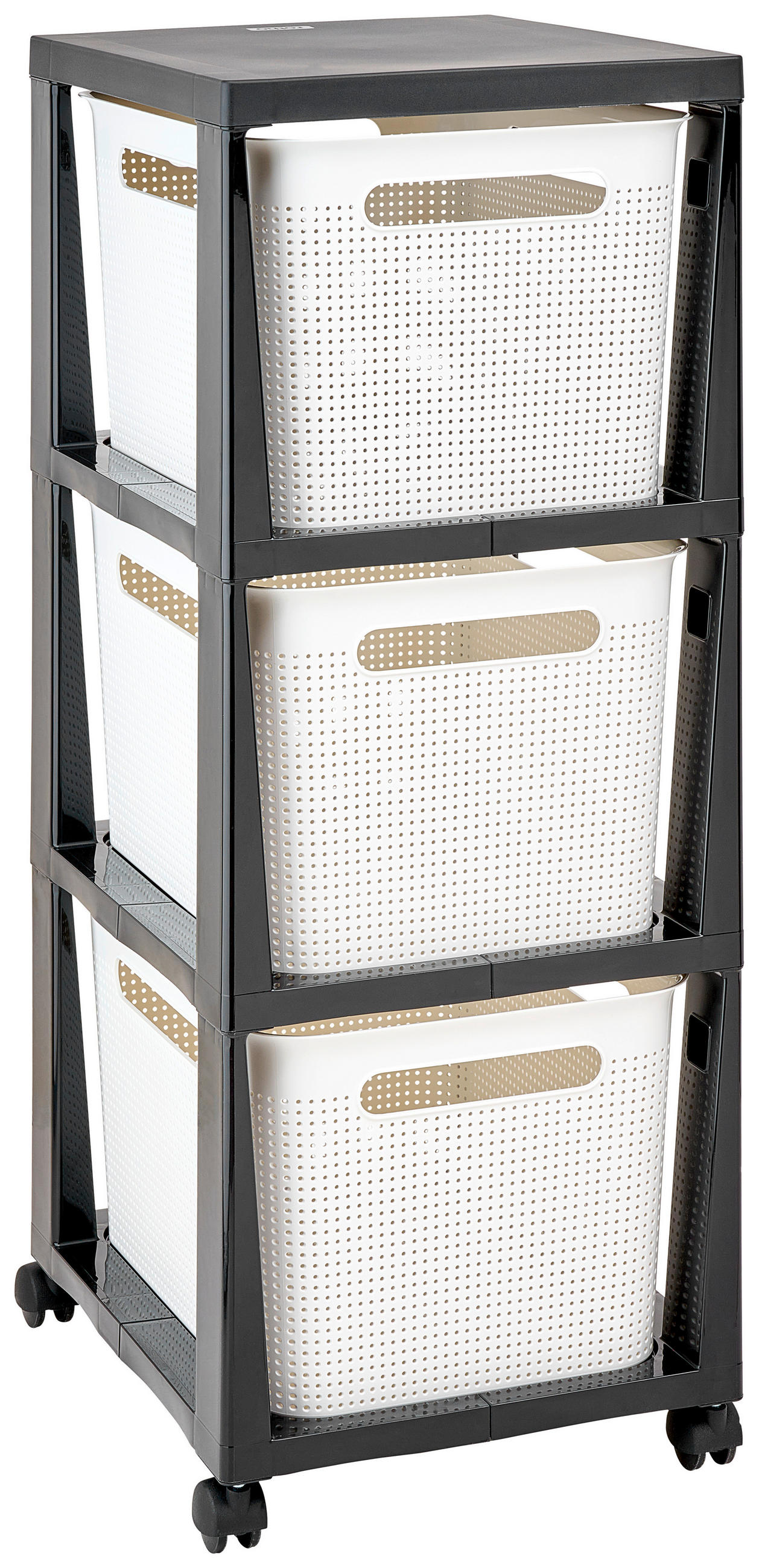 UNIVERZÁLNÍ VOZÍK, 36,6/29,6/77 cm - bílá/antracitová, Basics, plast (36,6/29,6/77cm) - Rotho