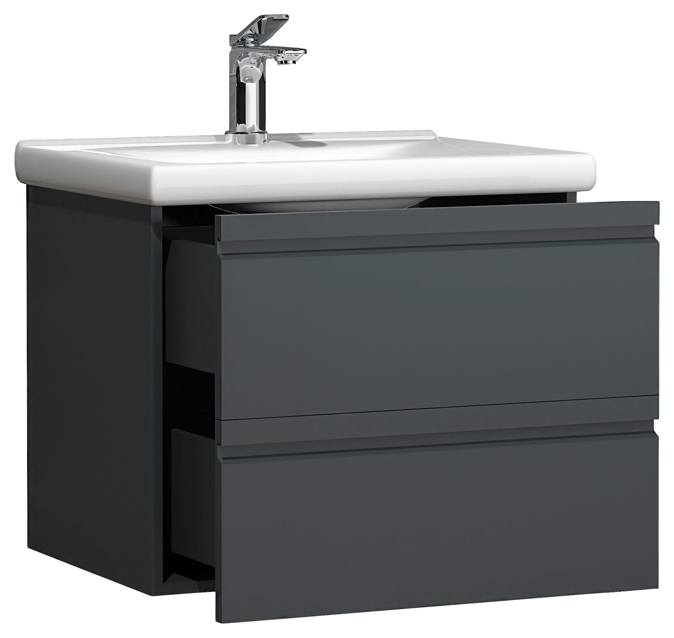 TVÄTTSTÄLL MED KOMMOD 60 cm  - vit/antracit, Modern, trämaterial/keramik (60cm) - MID.YOU