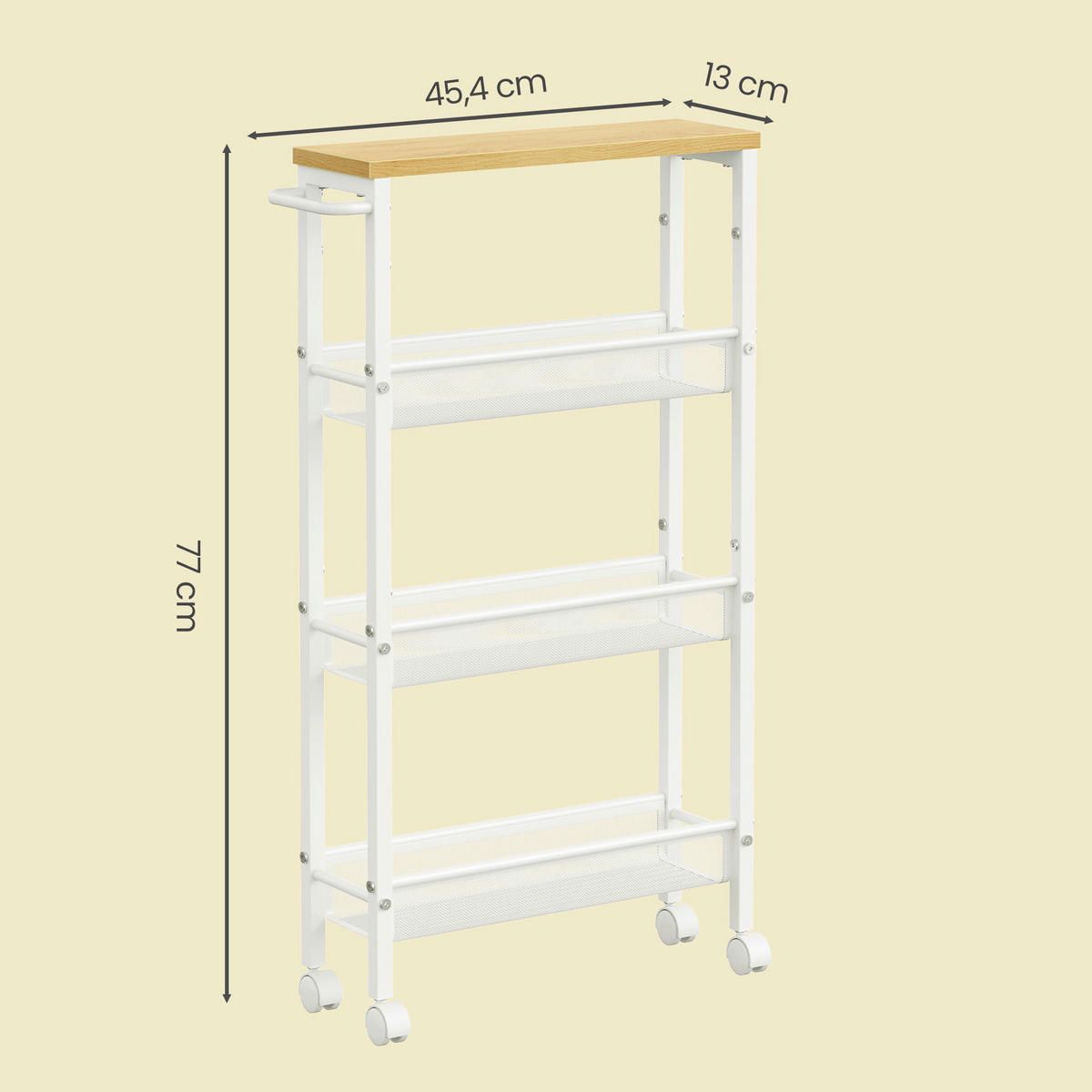 SERVIERWAGEN in Weiß, Eichefarben  - Eichefarben/Weiß, Basics, Holzwerkstoff/Kunststoff (45,4/77/13cm)
