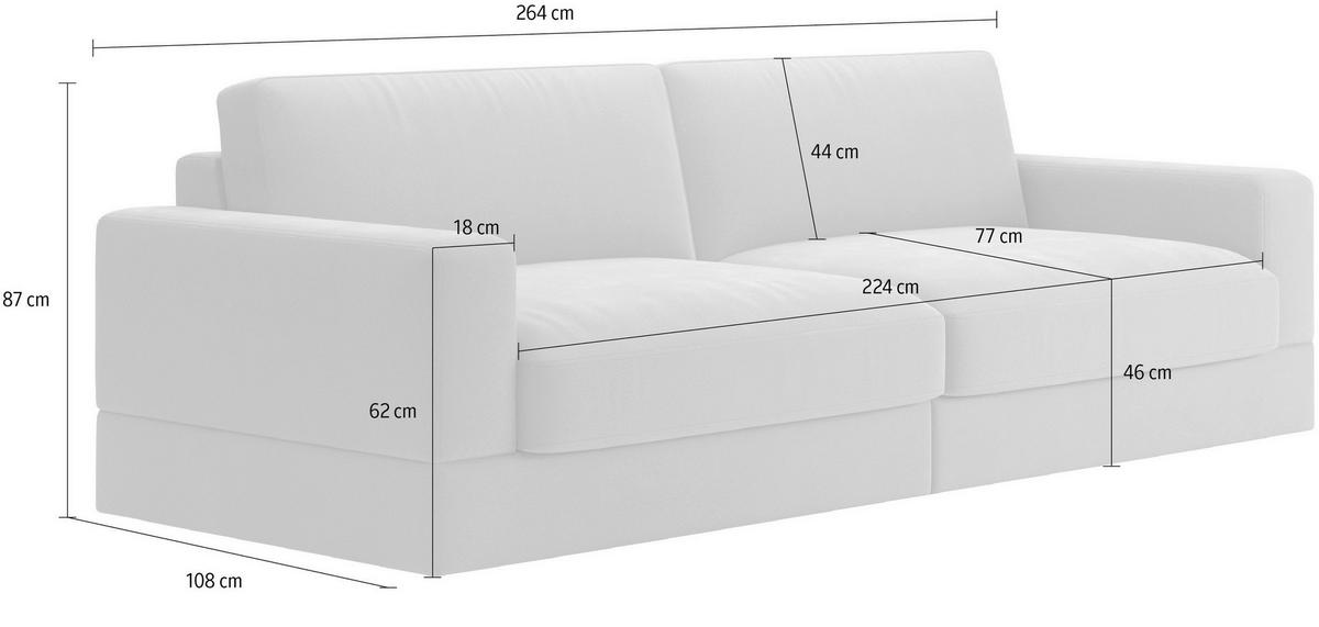 BIGSOFA FABIO E Mikrofaser Braun  - Schwarz/Braun, MODERN, Kunststoff/Textil (264/87/108cm) - Sit & More