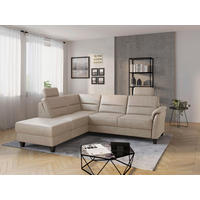 ECKSOFA PALMERA V Beige Mikrofaser Kopfstütze  - Wengefarben/Beige, KONVENTIONELL, Holz/Textil (212/236cm) - Sit & More