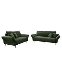 SITZGARNITUR in Cord Dunkelgrün  - Dunkelgrün/Schwarz, Design, Textil/Metall - Livetastic