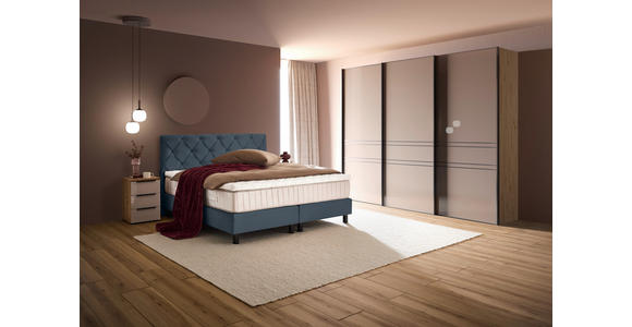 BOXSPRINGBETT 180/200 cm,  in Dunkelgrau, Matratze, Topper, H3 = fest  - Dunkelgrau/Schwarz, Design, Textil/Metall (180/200cm) - Esposa