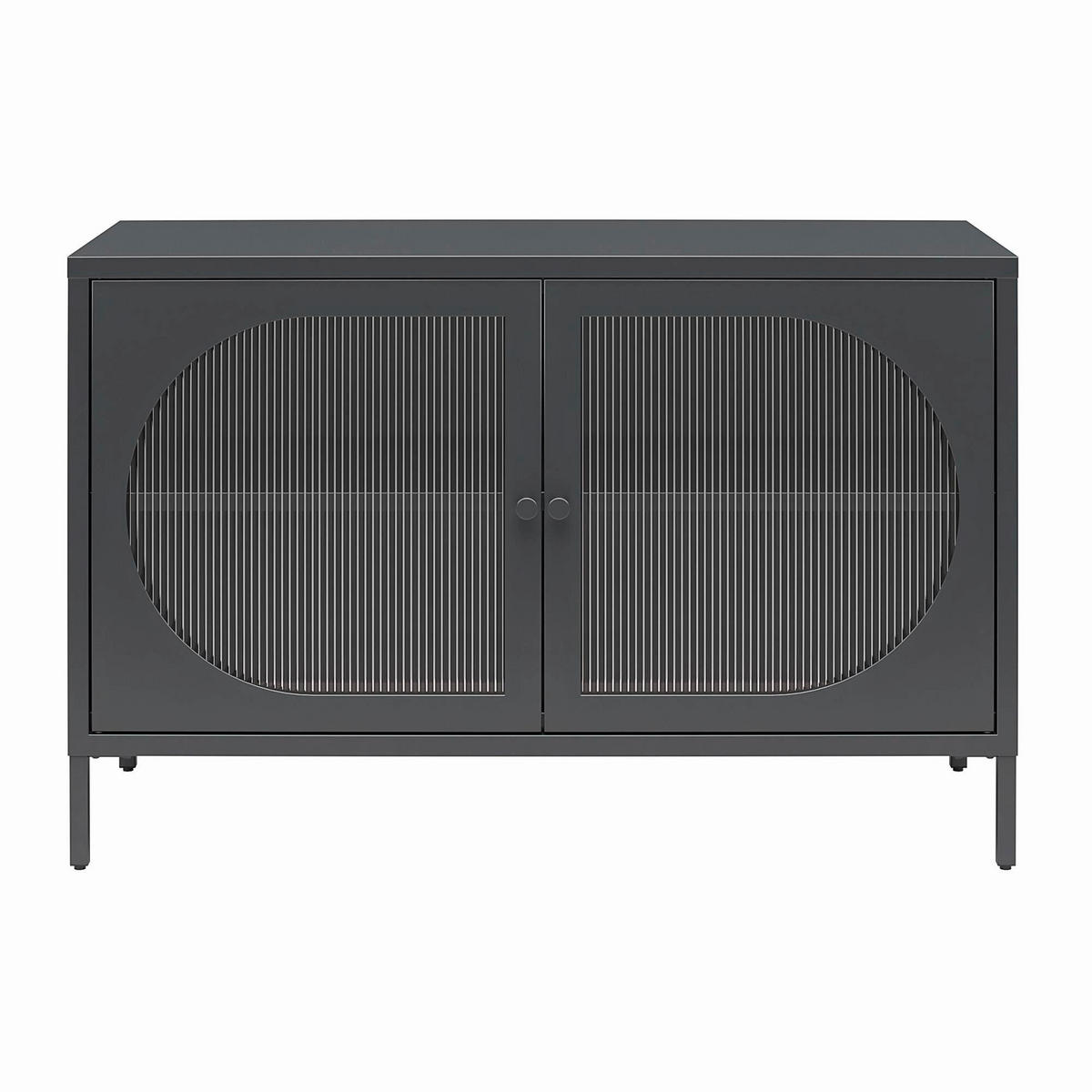 KOMMODE Luna  in 100/64/40 cm  - Schwarz, Design, Glas/Metall (100/64/40cm) - MID.YOU