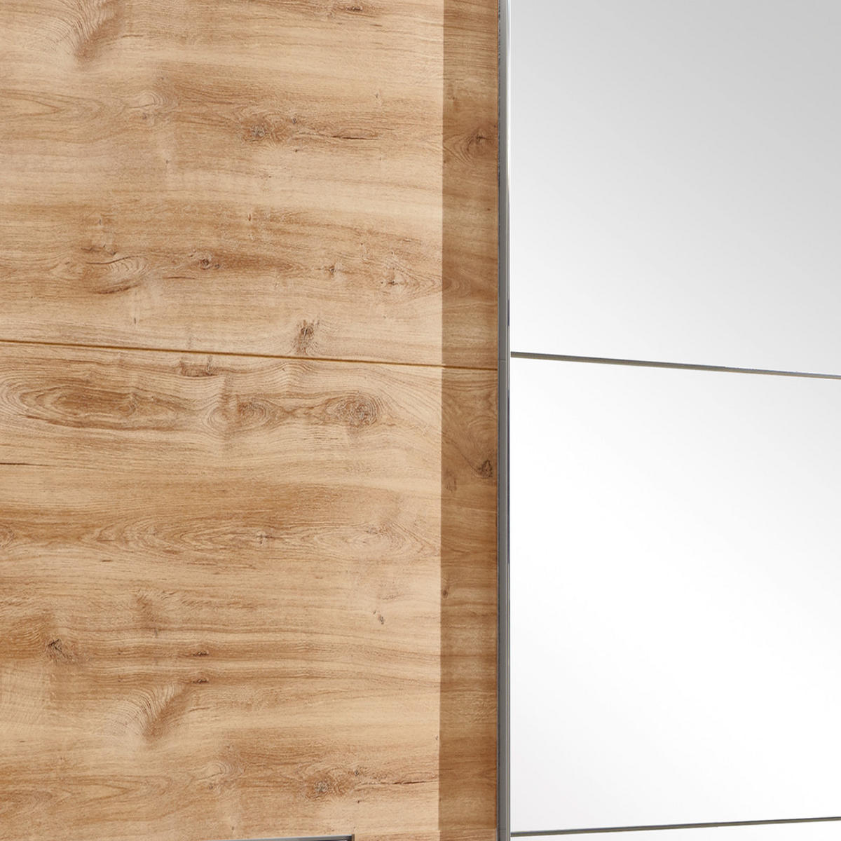 SCHWEBETÜRENSCHRANK in Eichefarben  - Chromfarben/Eichefarben, Modern, Glas/Holzwerkstoff (200/216/65cm) - MID.YOU