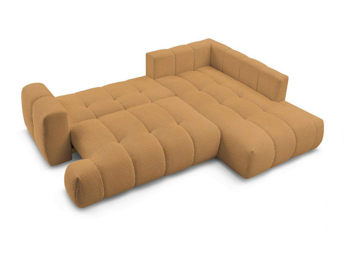 ECKSCHLAFSOFA EVEREST Bouclé Gelb  inkl. Rückenkissen, Schlaffunktion  - Gelb/Schwarz, MODERN, Kunststoff/Textil (282/204cm)