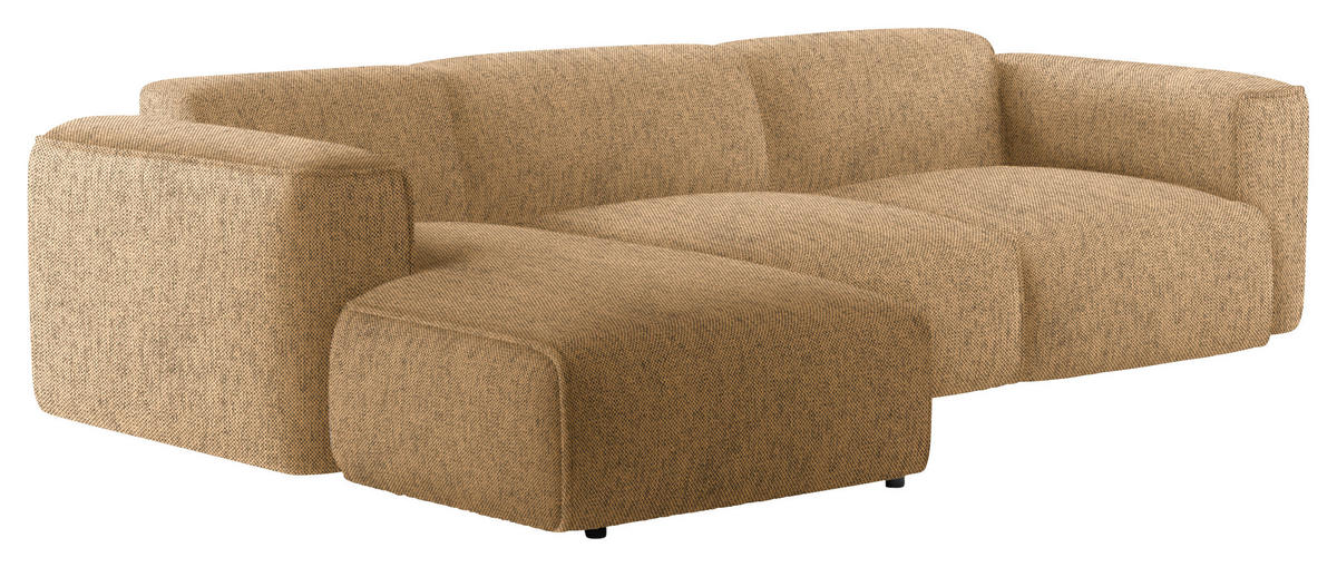 ECKSOFA Senfgelb Webstoff Rücken echt  - Senfgelb/Schwarz, Design, Kunststoff/Textil (171/290cm) - home24