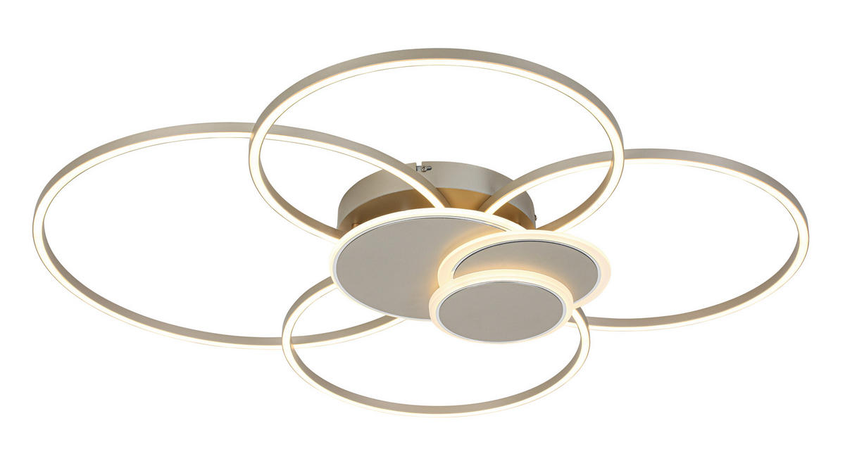 STROPNÉ LED SVIETIDLO, 90,5/81/9,5 cm - biela/šampanská, Design, kov/plast (90,5/81/9,5cm) - Novel