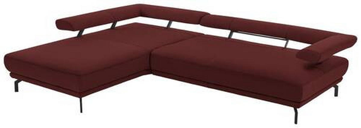 ECKSOFA in Echtleder Brombeere  - Brombeere/Schwarz, Design, Leder/Metall (224/305cm) - Dieter Knoll