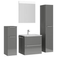 BADEZIMMER 5-teilig  in 121 cm  - Schieferfarben/Edelstahlfarben, MODERN, Holzwerkstoff/Stein (121cm) - Nobilia