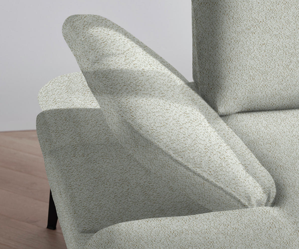 ECKSOFA in Webstoff Creme  - Creme/Schwarz, Design, Textil/Metall (289/180cm) - Stylife